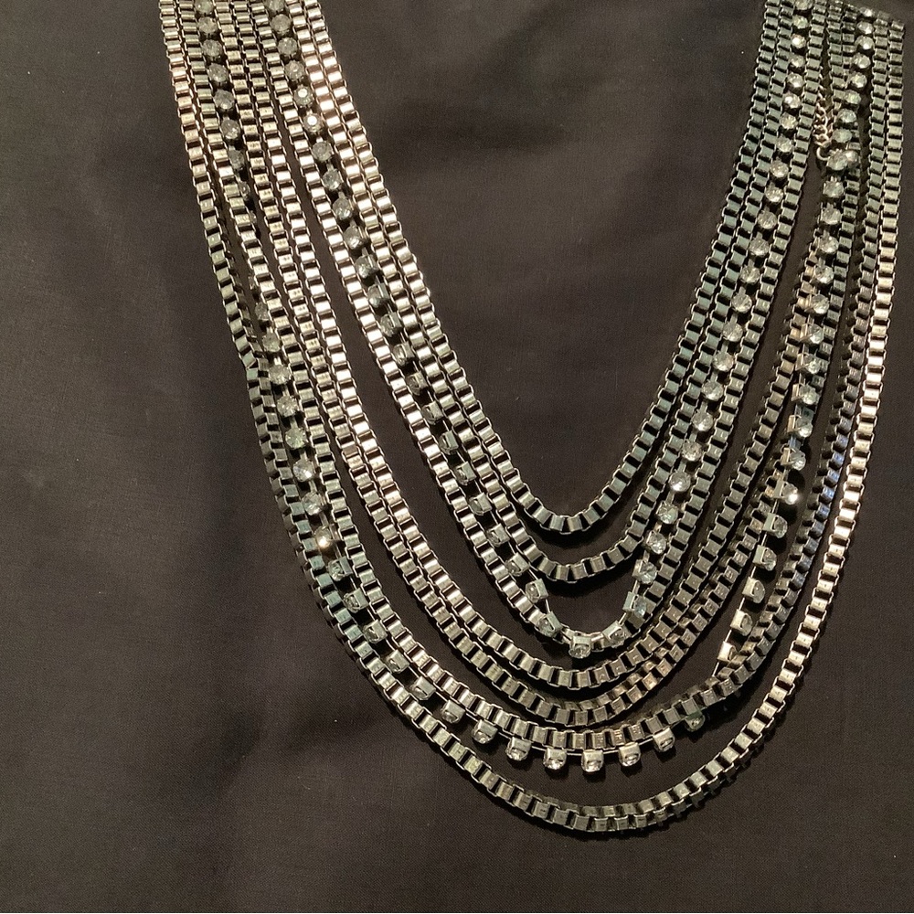 Silver Cascading Multi-Strand Necklace